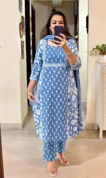 FIRSTFAB FASHION Women Cotton Kurti Pant Dupatta Set